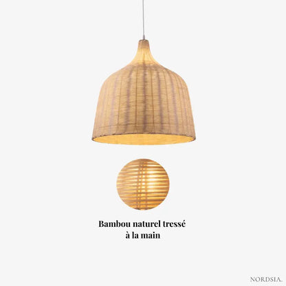 Suspension Sculpturale en Bambou Naturel Ø 25 cm | Tindra