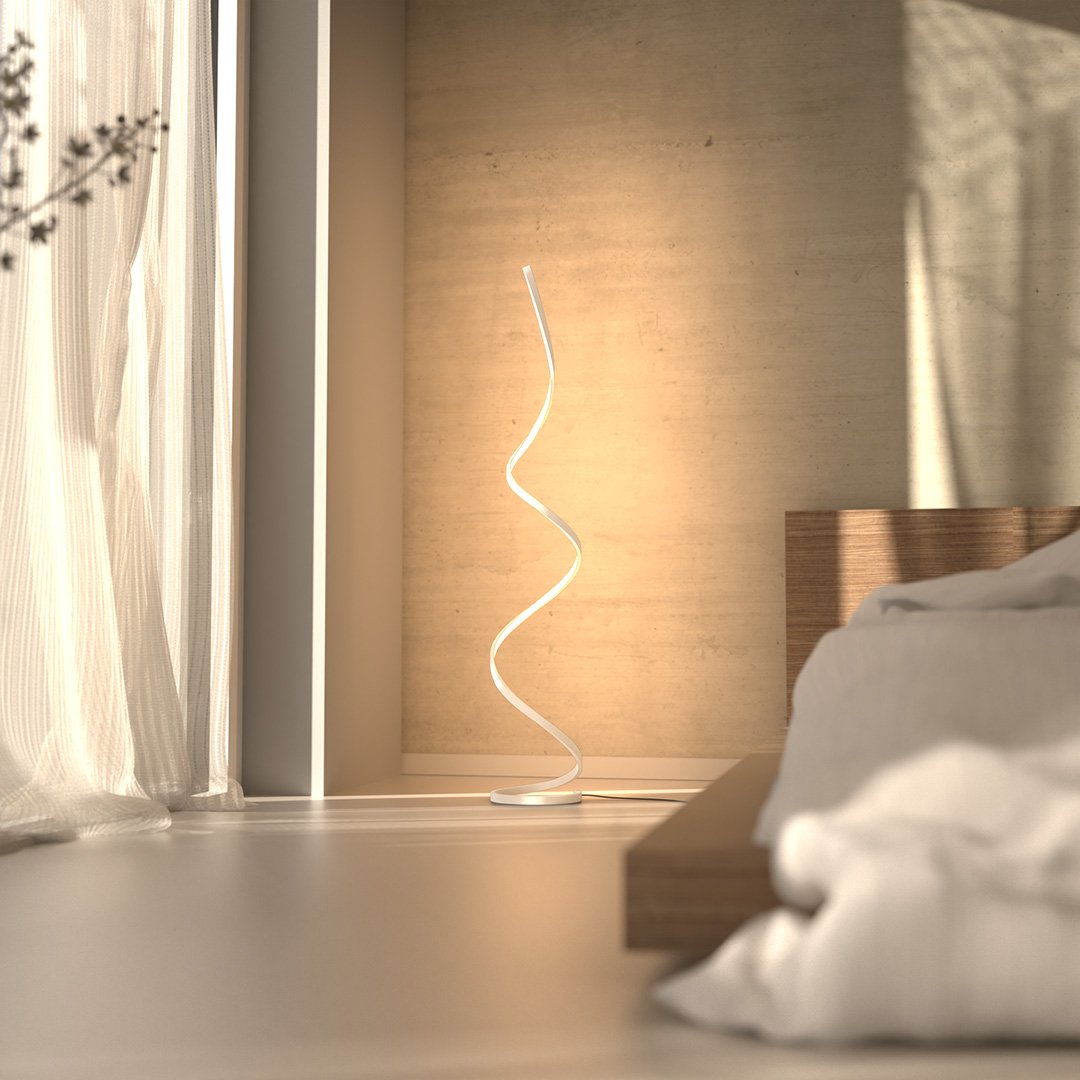 Lampadaire Helica silhouette torsadée vue côté - Lumalia