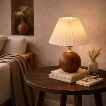 Lampe de chevet en bois massif et tissu | Aeris