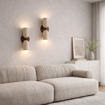Applique Murale Scandinave en Travertin et Bois Massif | Velin