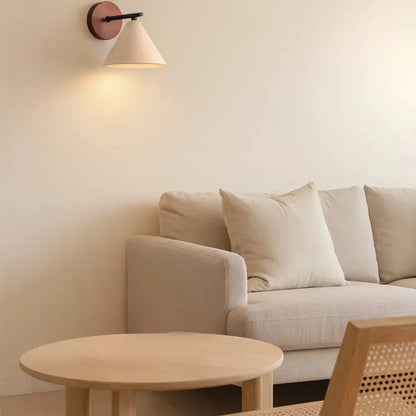 Applique Murale Scandinave en Travertin et Bois | Modèle Lyra