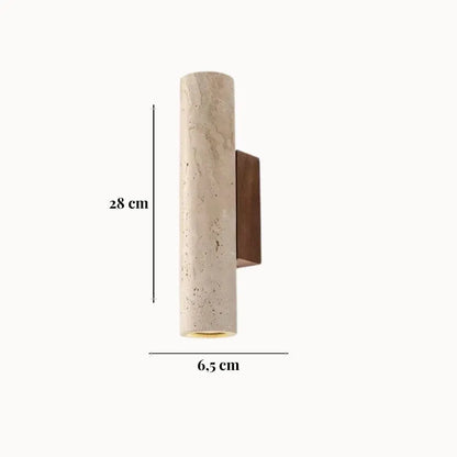 Applique murale minimaliste en travertin et bois | Mysen