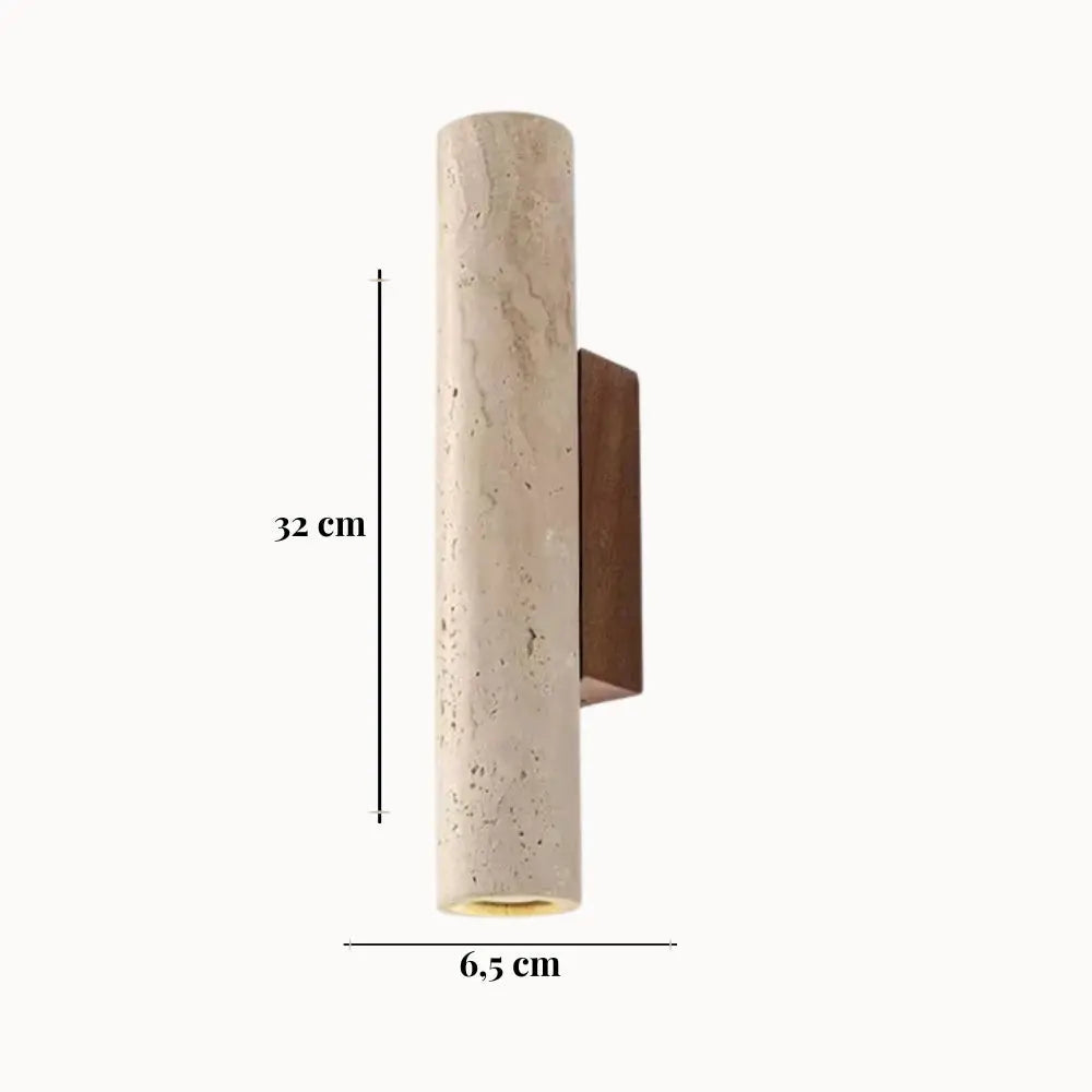 Applique murale minimaliste en travertin et bois | Mysen