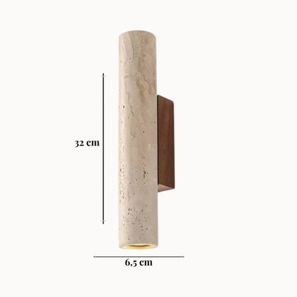 Applique murale minimaliste en travertin et bois | Mysen