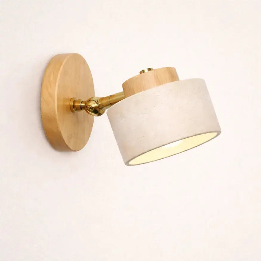 Applique murale scandinave en travertin et bois | Kiven