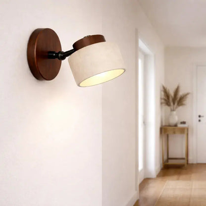 Applique murale scandinave en travertin et bois | Kiven