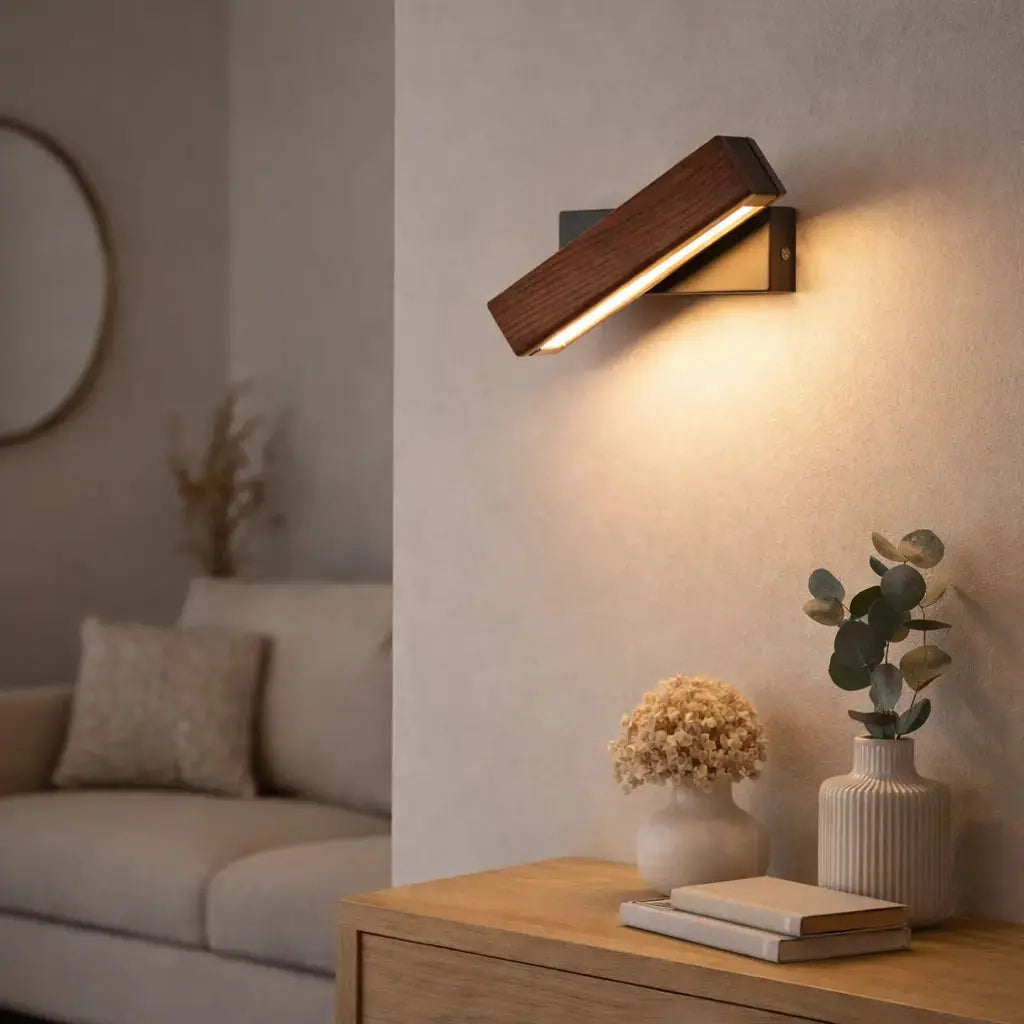 Applique Murale LED Design en Noyer Ø 30 cm | Hørne