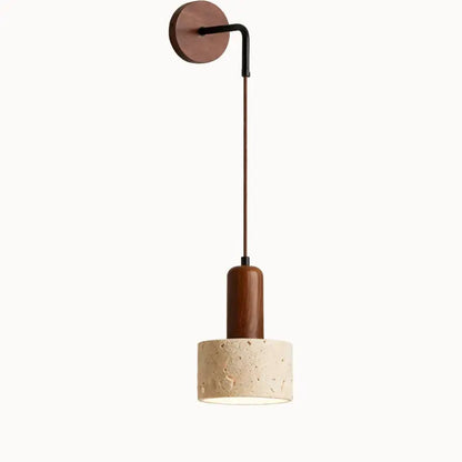Applique murale scandinave en travertin et bois | Elvik