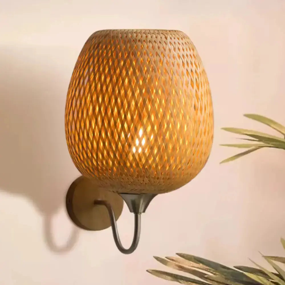 Applique Murale en Bambou Naturel Ø 25 cm - Modèle Arvin