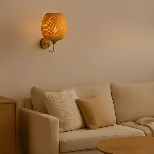 Applique Murale en Bambou Naturel Ø 25 cm - Modèle Arvin