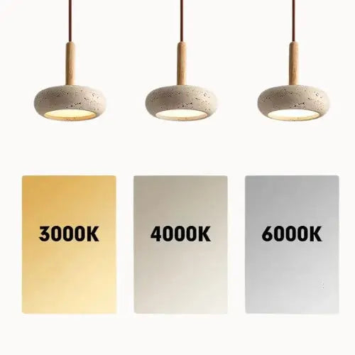 Suspension Contemporaine en Travertin et Bois | Elys