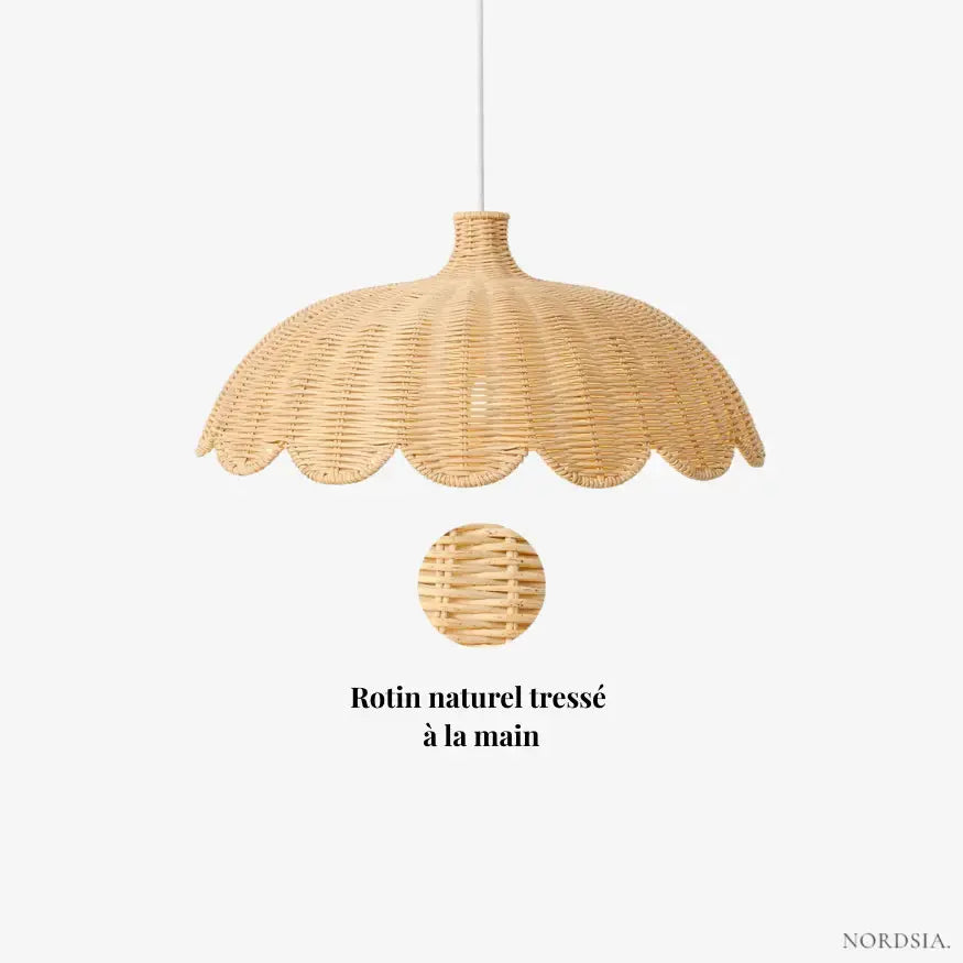 Suspension en rotin naturel ondulé Ø 45 cm | Hedda