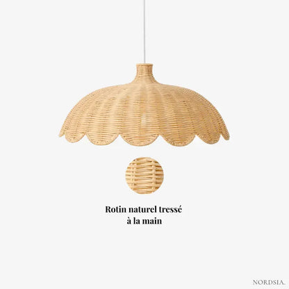 Suspension en rotin naturel ondulé Ø 45 cm | Hedda