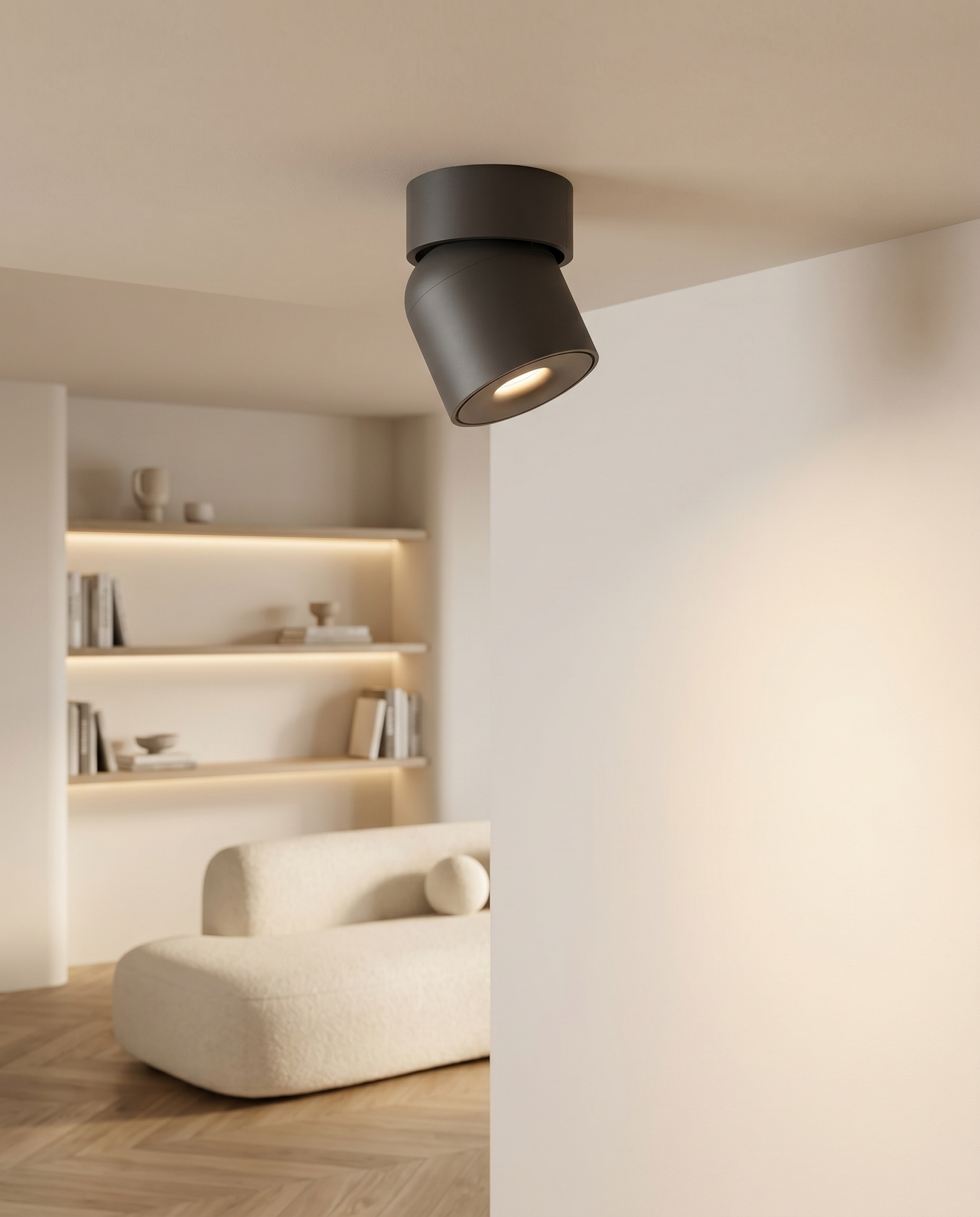 Plafonnier Onyx spot LED orientable 350° compact salon couloir chambre - Lumalia