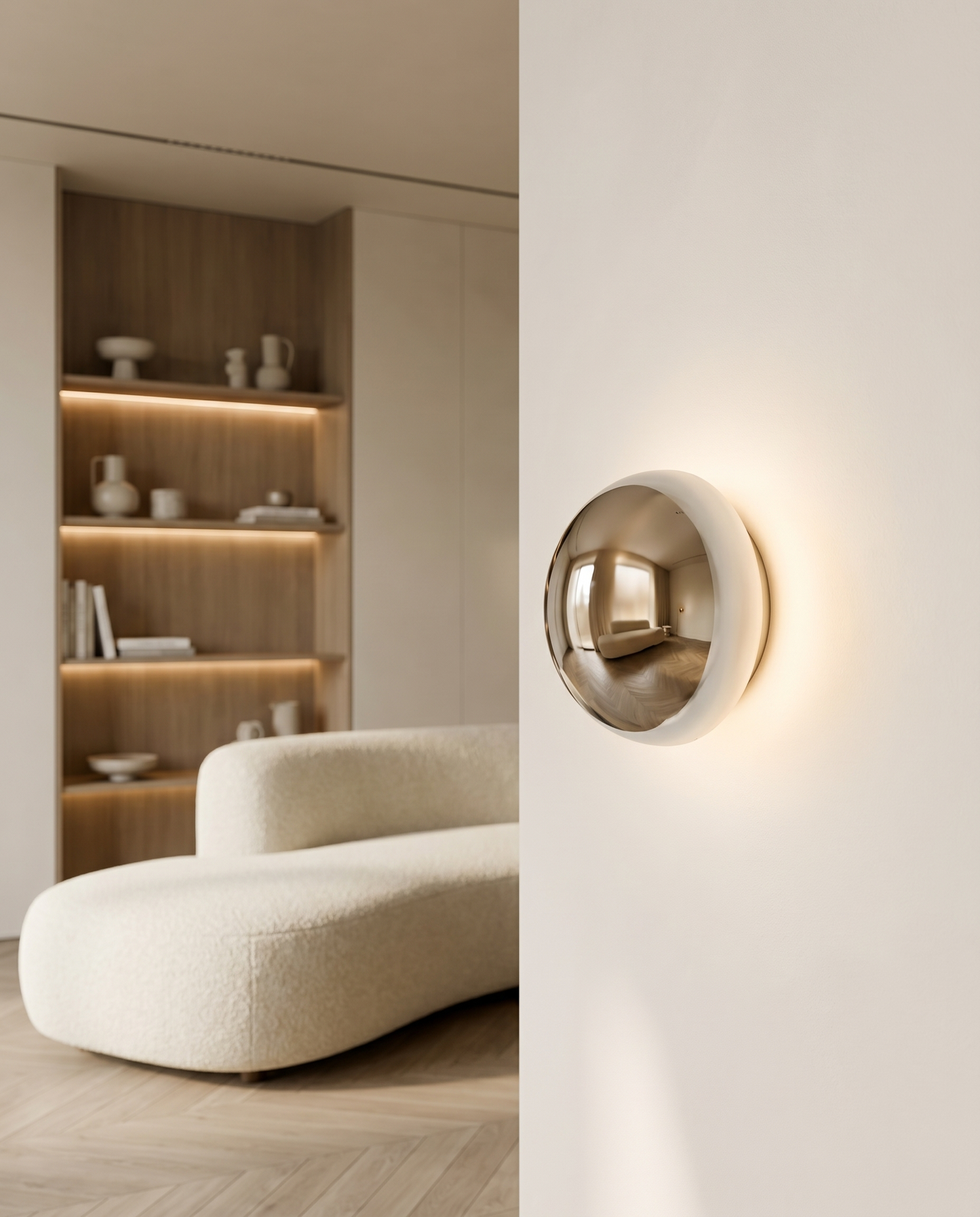 Applique murale Lumina LED IP65 disque Ø 15 cm chrome extérieur façade escalier - Lumalia