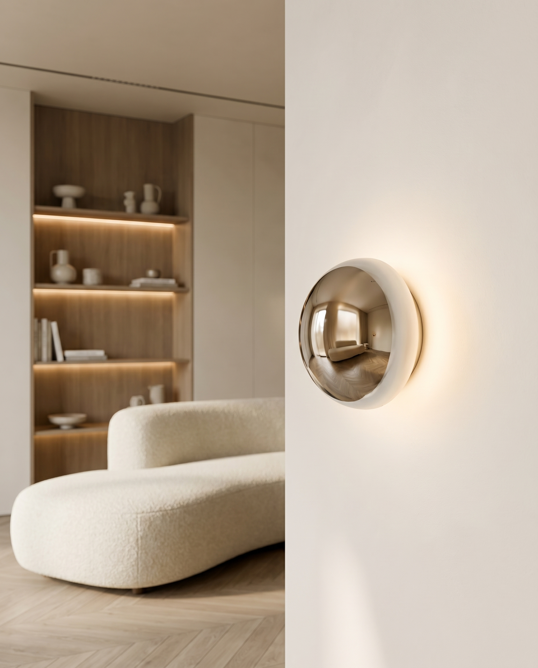 Applique murale Lumina LED IP65 disque Ø 15 cm chrome extérieur façade escalier - Lumalia