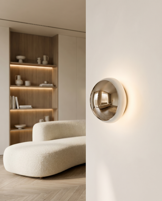 Applique murale Lumina LED IP65 disque Ø 15 cm chrome extérieur façade escalier - Lumalia