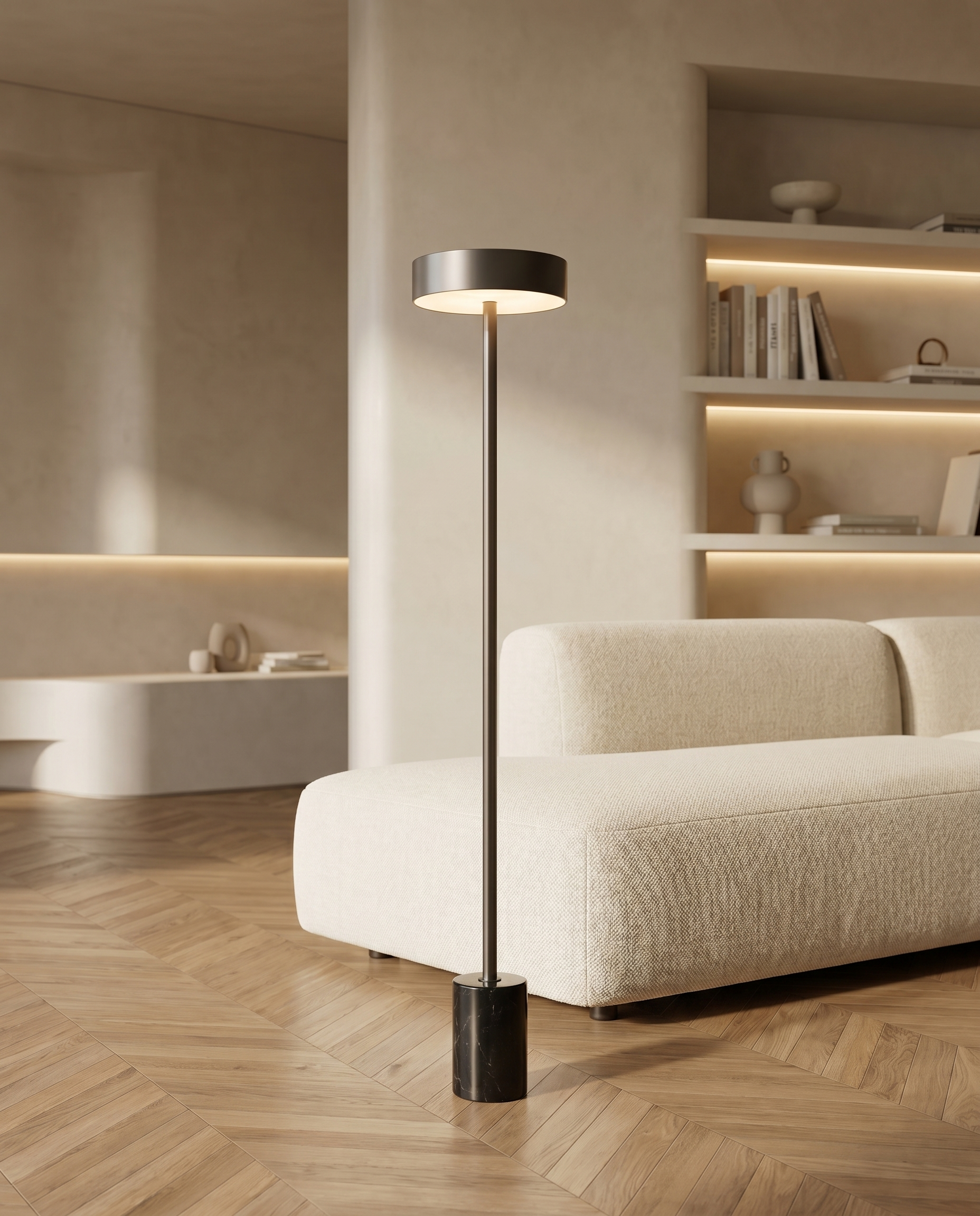 Lampadaire Hélios sans fil LED IP54 10000 mAh USB-C marbre - Lumalia