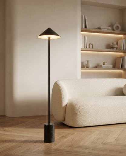 Lampadaire Liréa sans fil LED IP54 6000 mAh USB-C marbre tactile terrasse - Lumalia