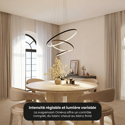 Suspension Omeva LED 3 anneaux Ø 40 60 80 cm 5183 lm smart home salle à manger - Lumalia