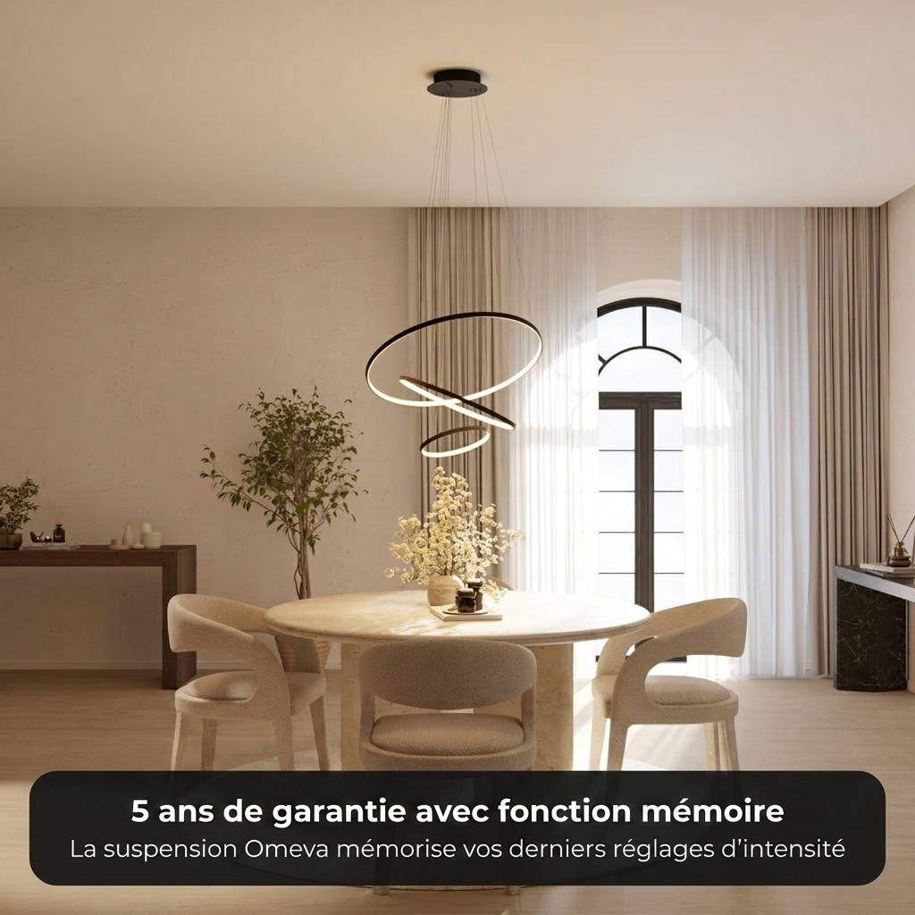 Suspension Omeva vue détail anneau LED - Lumalia