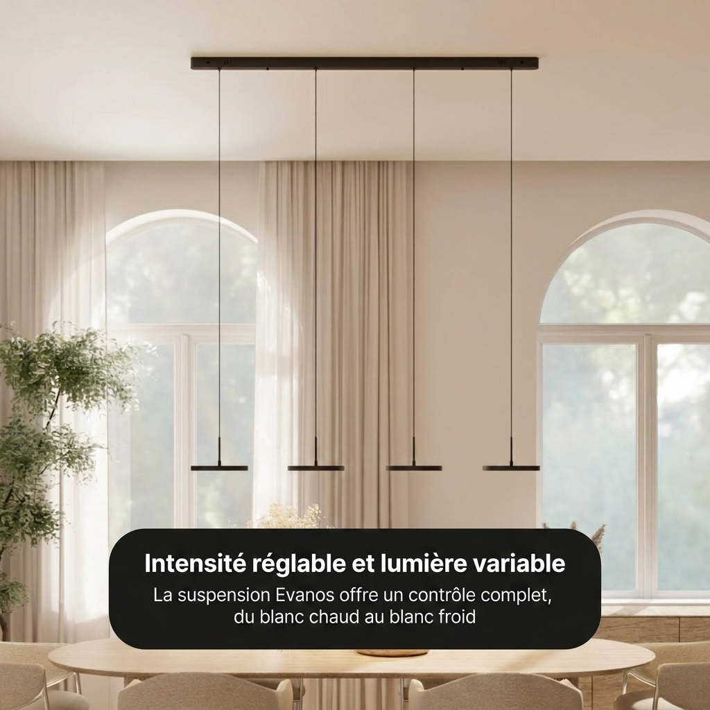 Suspension Evanos vue détail disque Ø 23 cm fer thermolaqué - Lumalia
