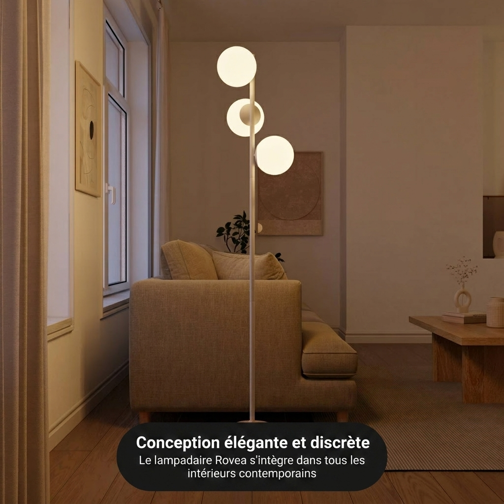 Lampadaire Rovea vue éclairage E14 LED 2700 K - Lumalia
