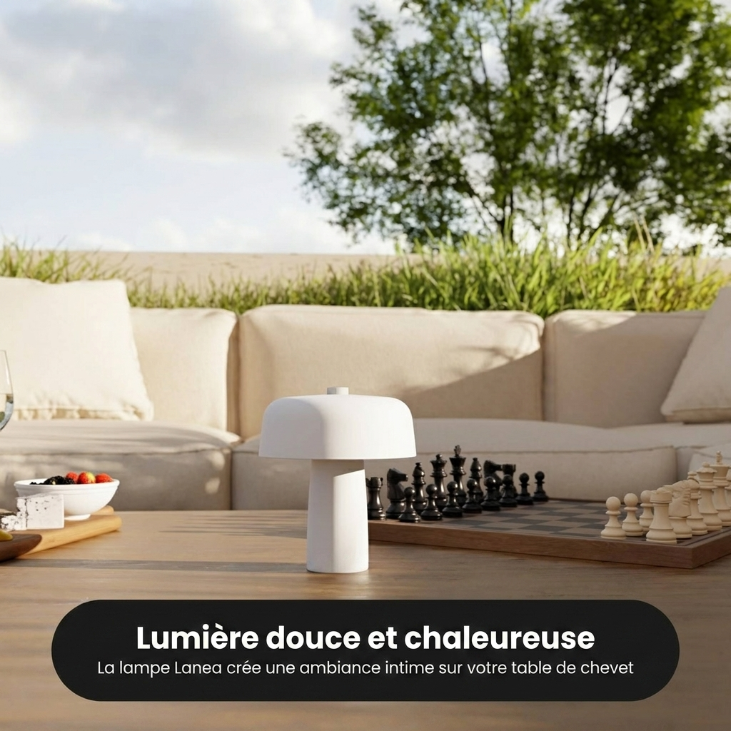 Lampe Lanea vue ambiance chevet terrasse - Lumalia