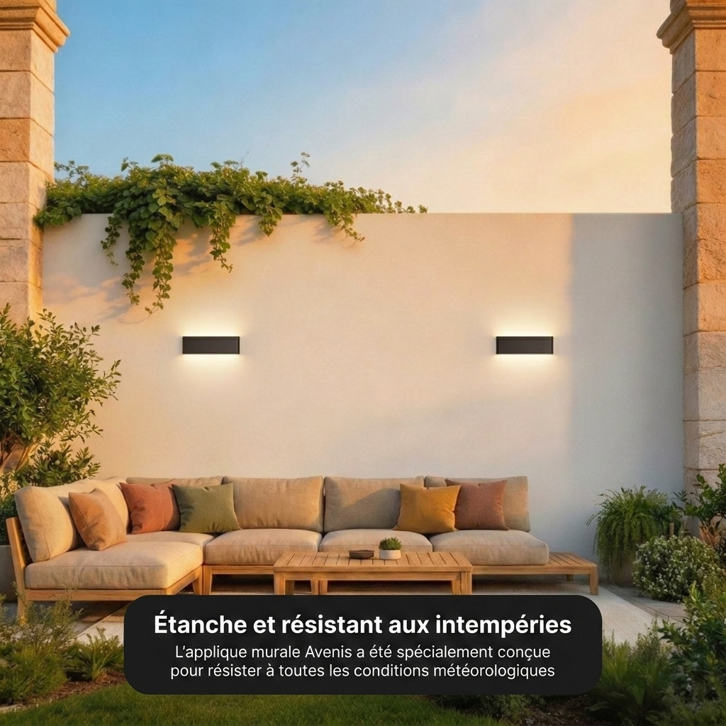 Applique murale Avenis vue détail aluminium IP65 - Lumalia