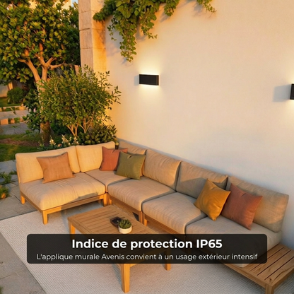 Applique murale Avenis vue détail aluminium IP65 - Lumalia