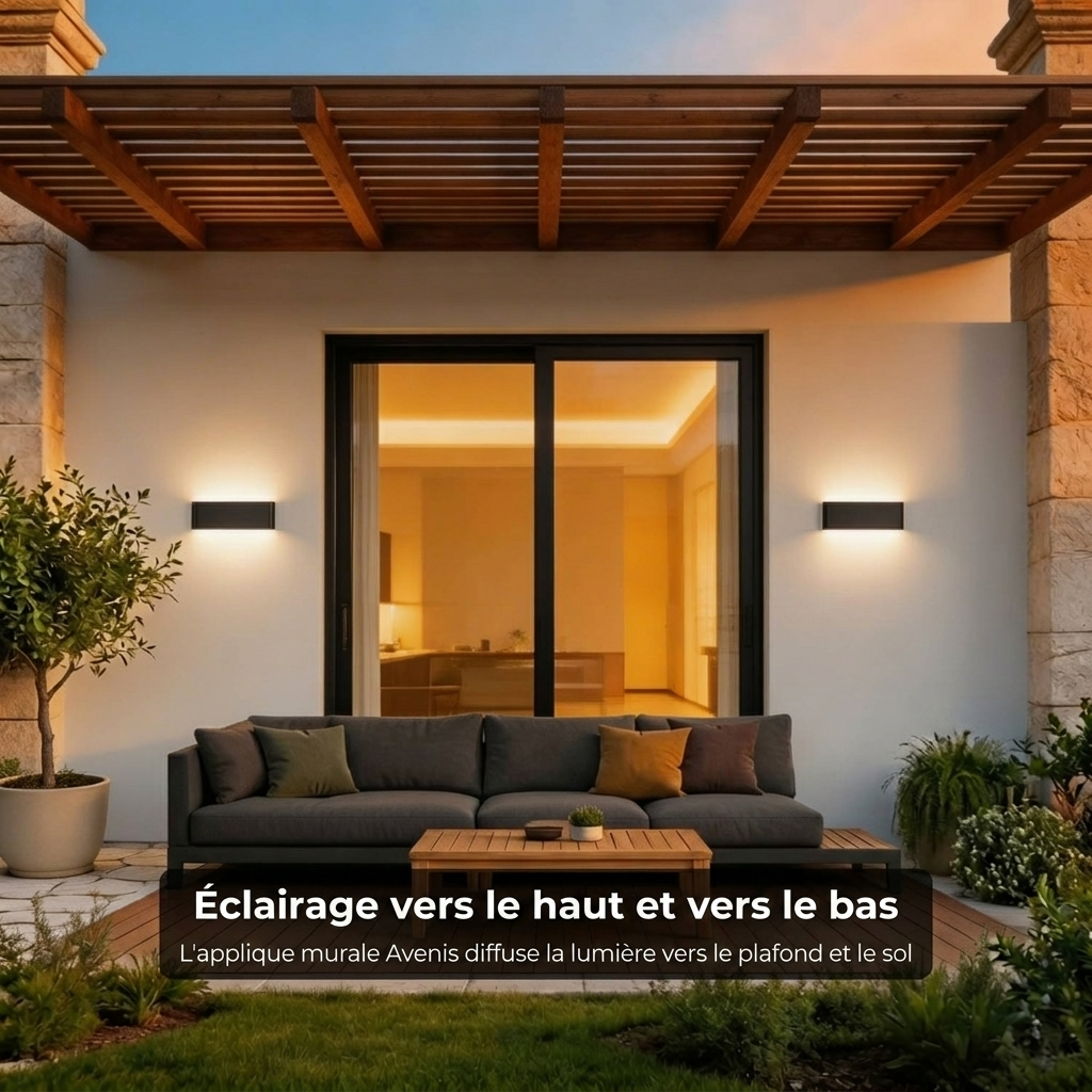 Applique murale Avenis vue ambiance façade extérieur - Lumalia