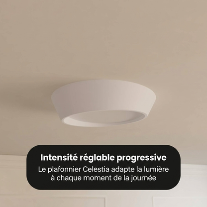 Plafonnier Celestia vue détail acier blanc minimaliste - Lumalia