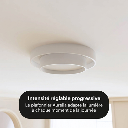 Plafonnier Aurelia vue détail double anneau acier - Lumalia