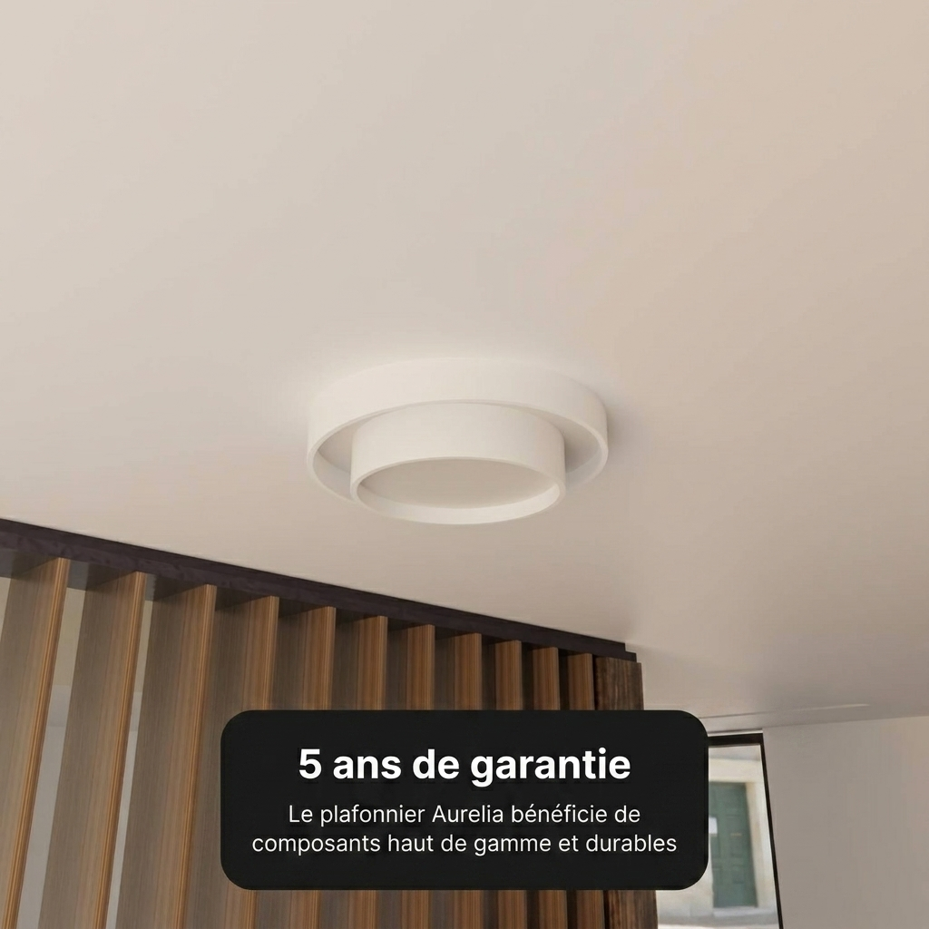 Plafonnier Aurelia vue détail double anneau acier - Lumalia