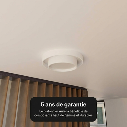Plafonnier Aurelia vue détail double anneau acier - Lumalia
