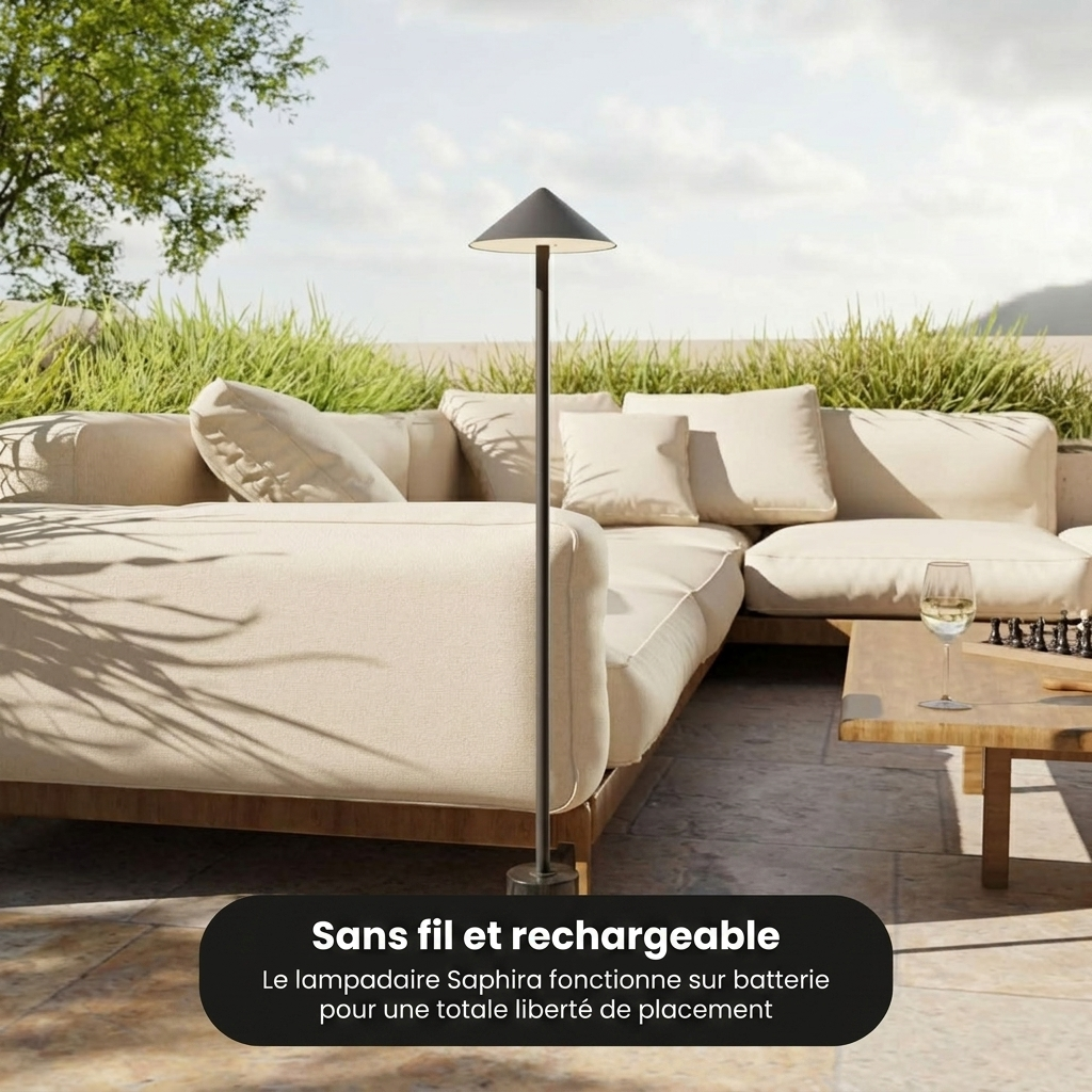 Lampadaire Saphira vue détail USB-C base marbre - Lumalia