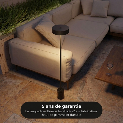 Lampadaire Uranos vue détail base marbre véritable - Lumalia
