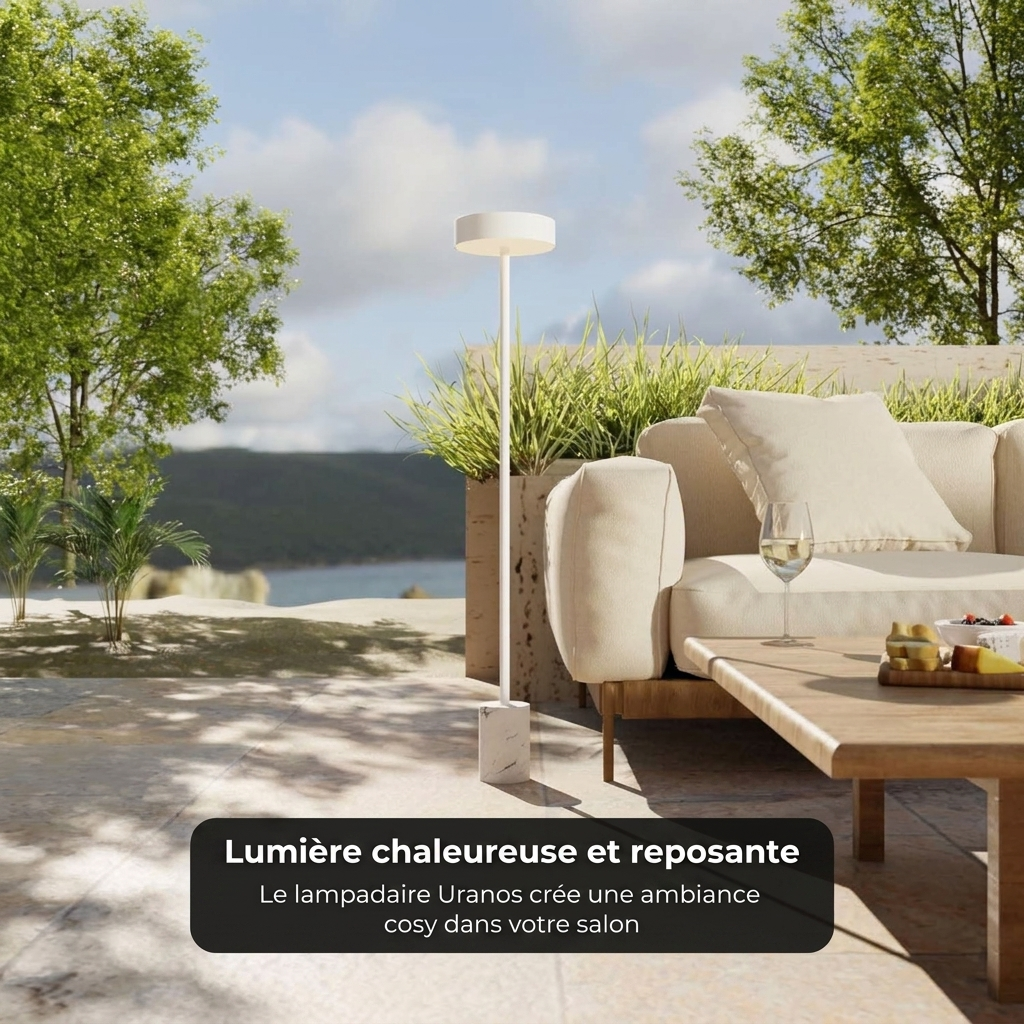 Lampadaire Uranos vue ambiance terrasse jardin - Lumalia