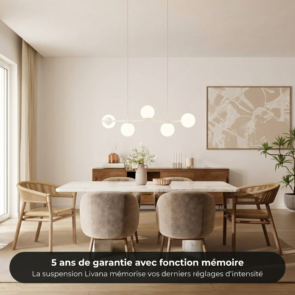 Suspension Livana vue détail globe verre opale - Lumalia