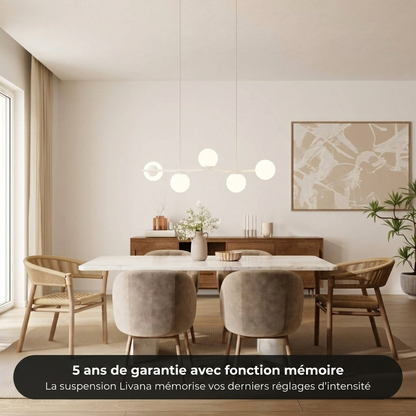 Suspension Livana vue détail globe verre opale - Lumalia