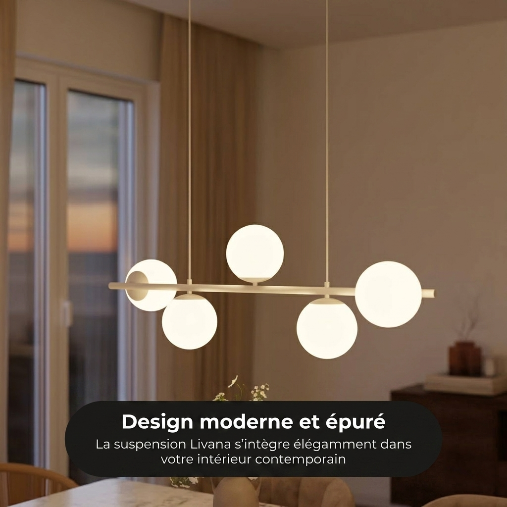 Suspension Livana vue éclairage 5x E14 LED 2700 K - Lumalia