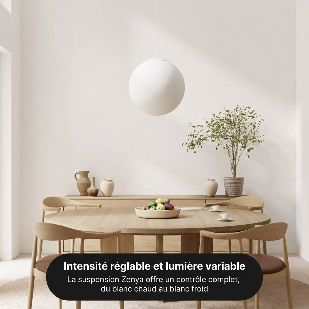 Suspension Zenya vue détail globe verre opale mat - Lumalia