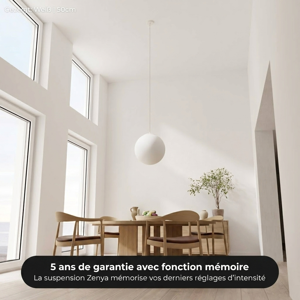 Suspension Zenya vue détail globe verre opale mat - Lumalia