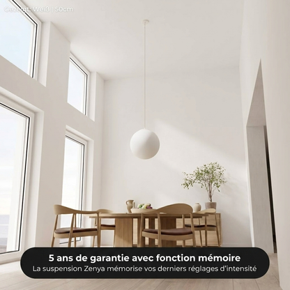 Suspension Zenya vue détail globe verre opale mat - Lumalia