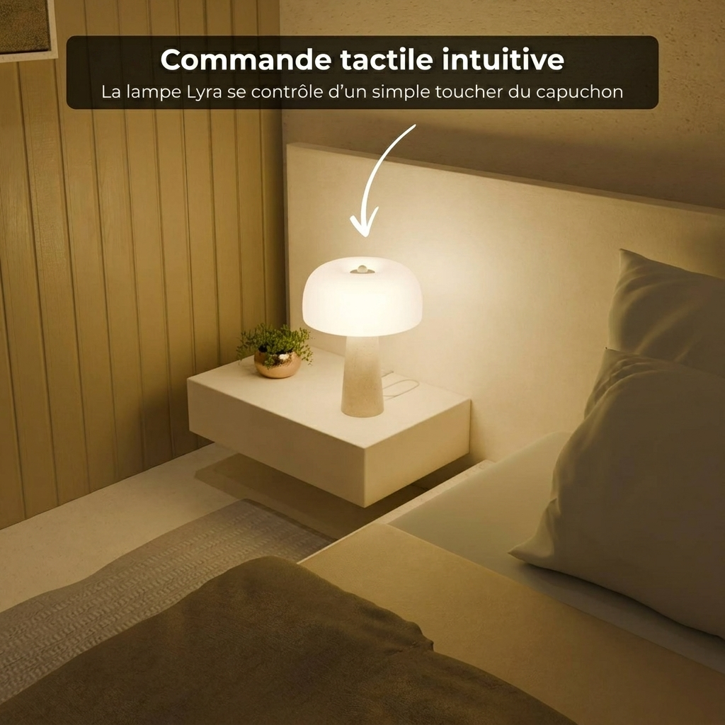 Lampe Lyra vue détail base travertin véritable - Lumalia