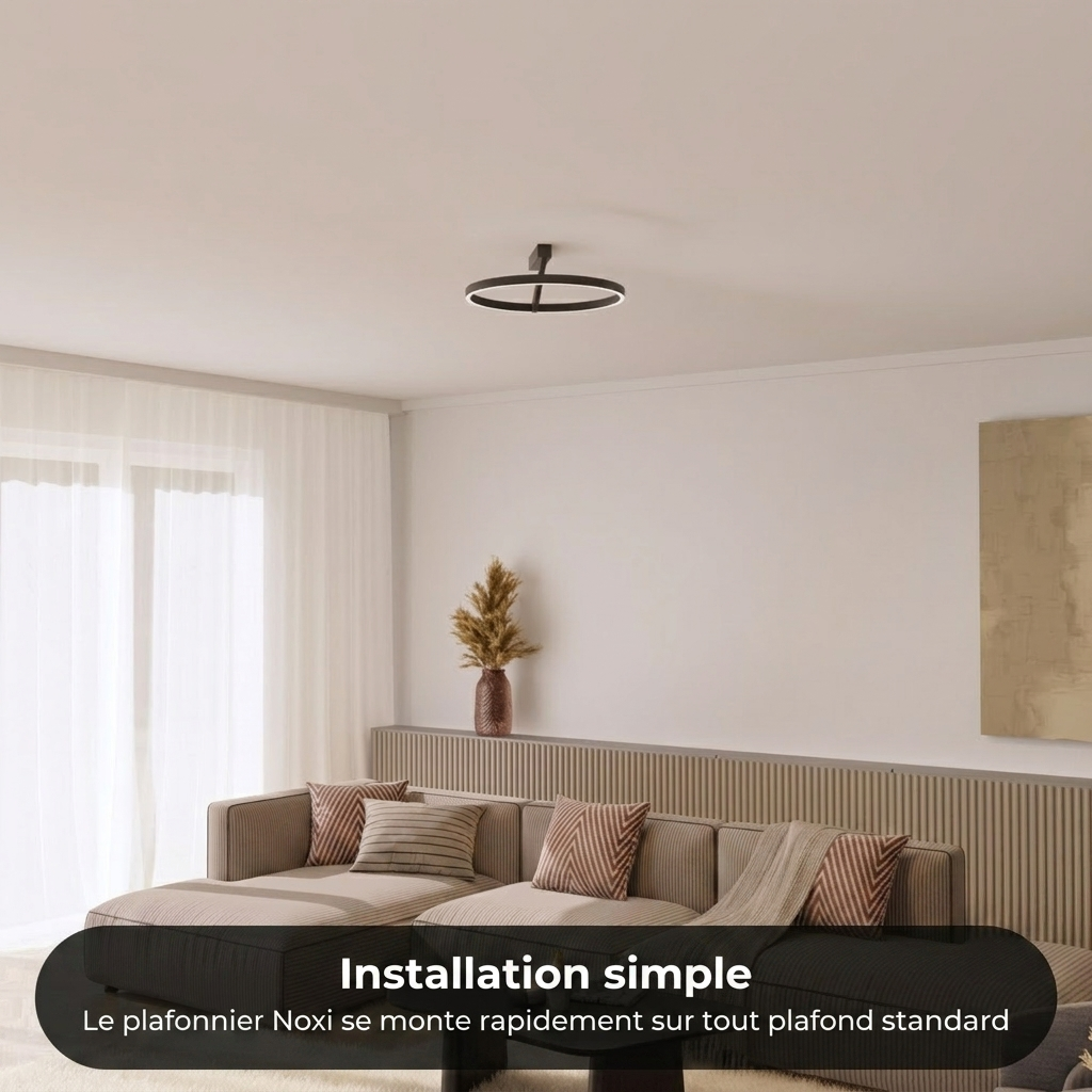 Plafonnier Noxi vue installation 45 cm - Lumalia
