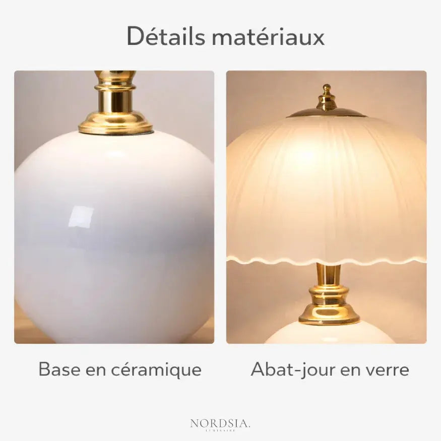 Lampe de chevet vintage en céramique et verre | Elvane