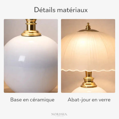 Lampe de chevet vintage en céramique et verre | Elvane
