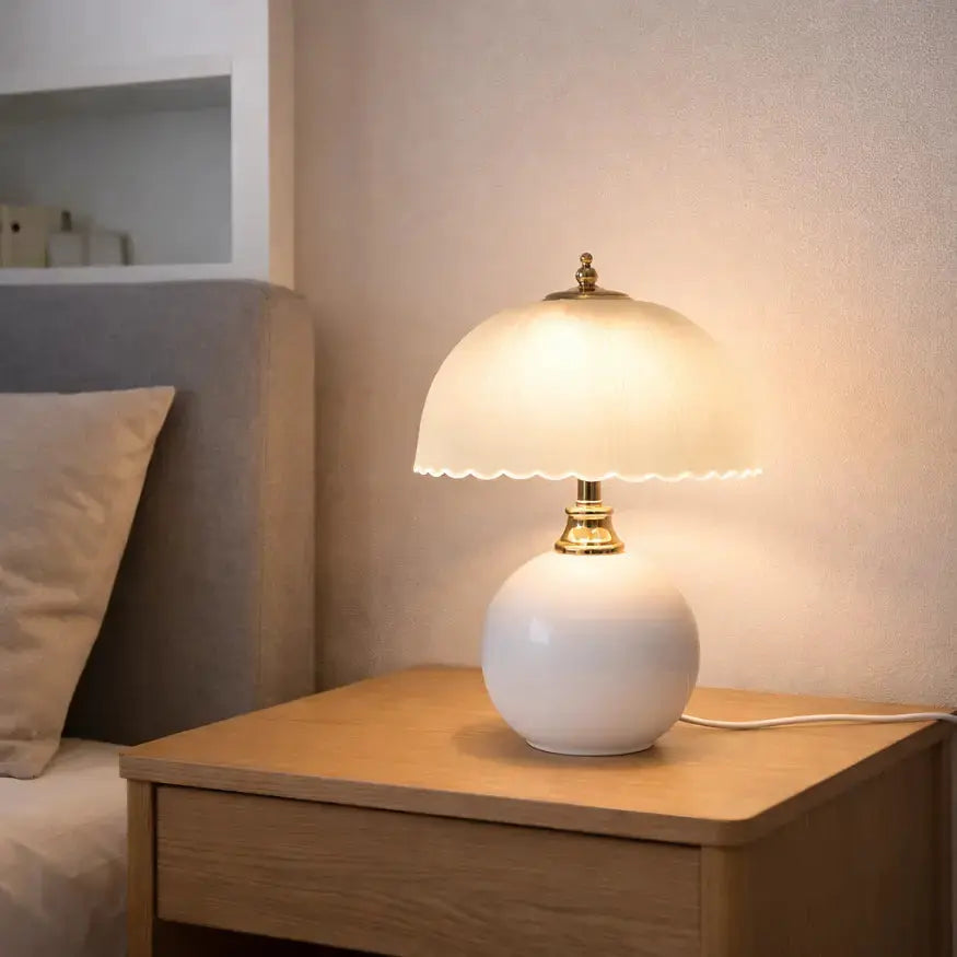 Lampe de chevet vintage en céramique et verre | Elvane