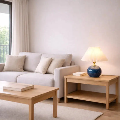 Lampe de chevet moderne en céramique et tissu plissé | Norvyn